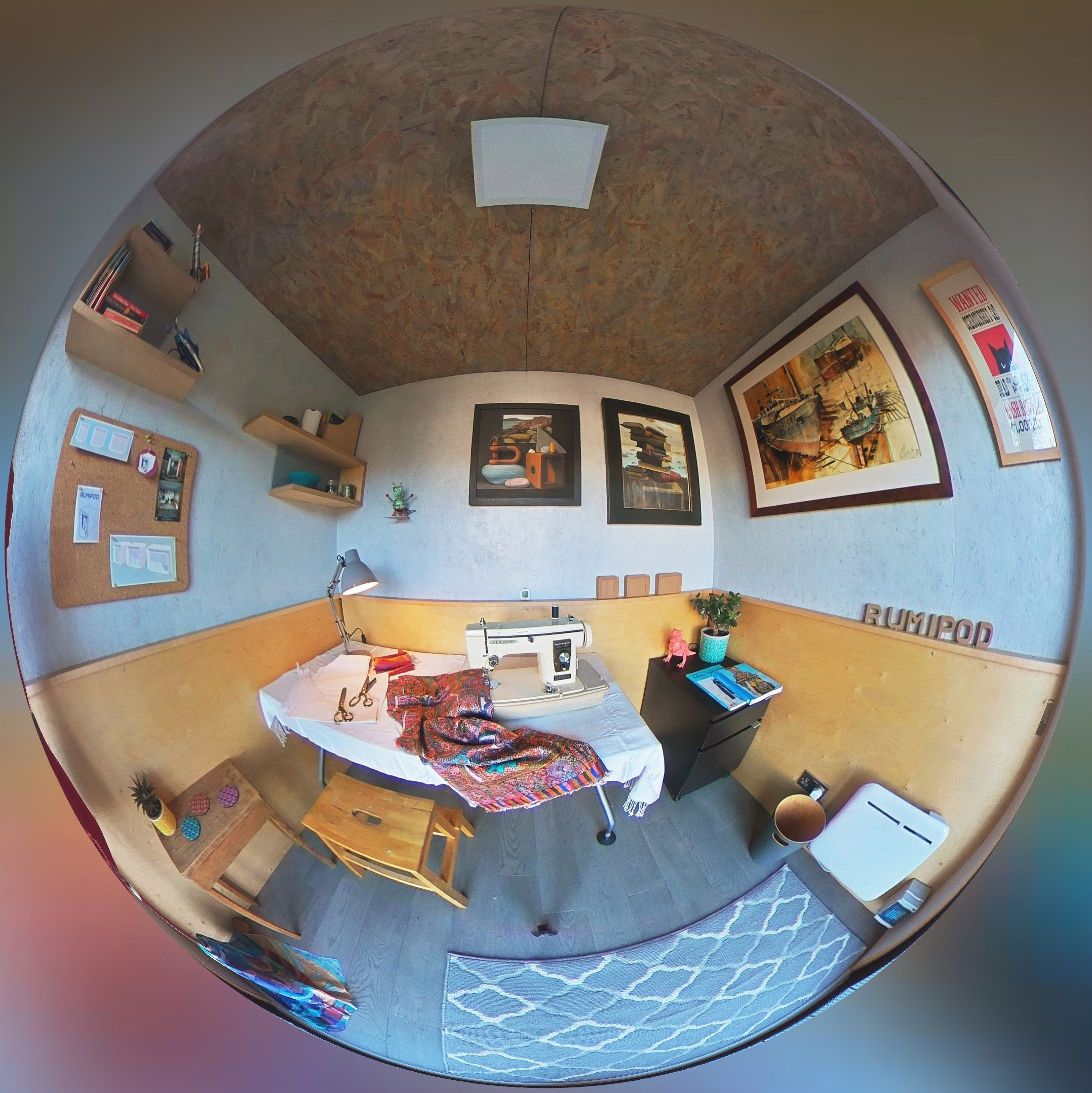 interior view of Pico garden studio shown as sewing room